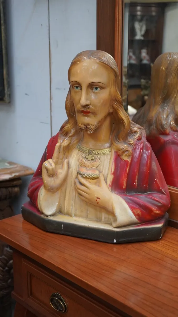 Vintage Ceramic Sacred Heart of Jesus Bust - Image 2