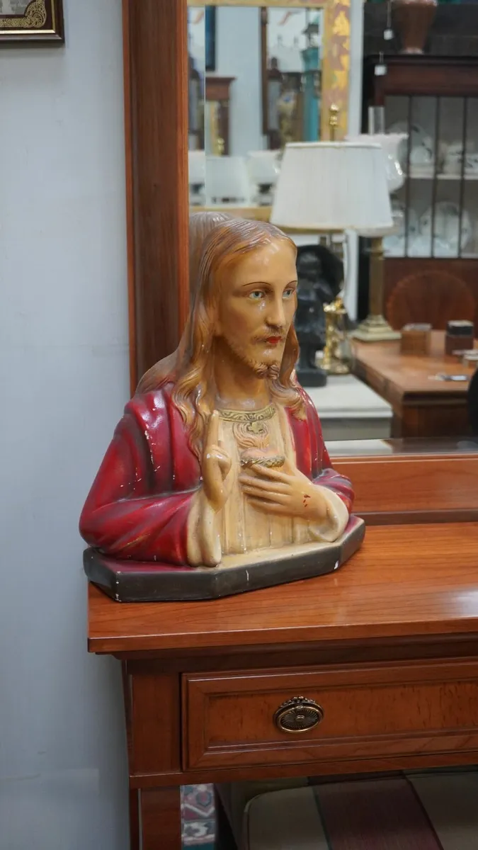 Vintage Ceramic Sacred Heart of Jesus Bust - Image 3