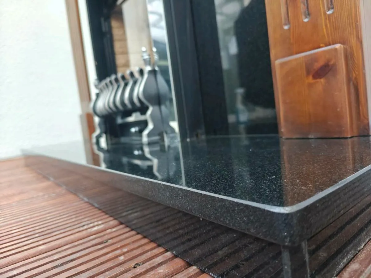 Gas Fireplace with Wooden Mantel & Black Granite H - Image 2