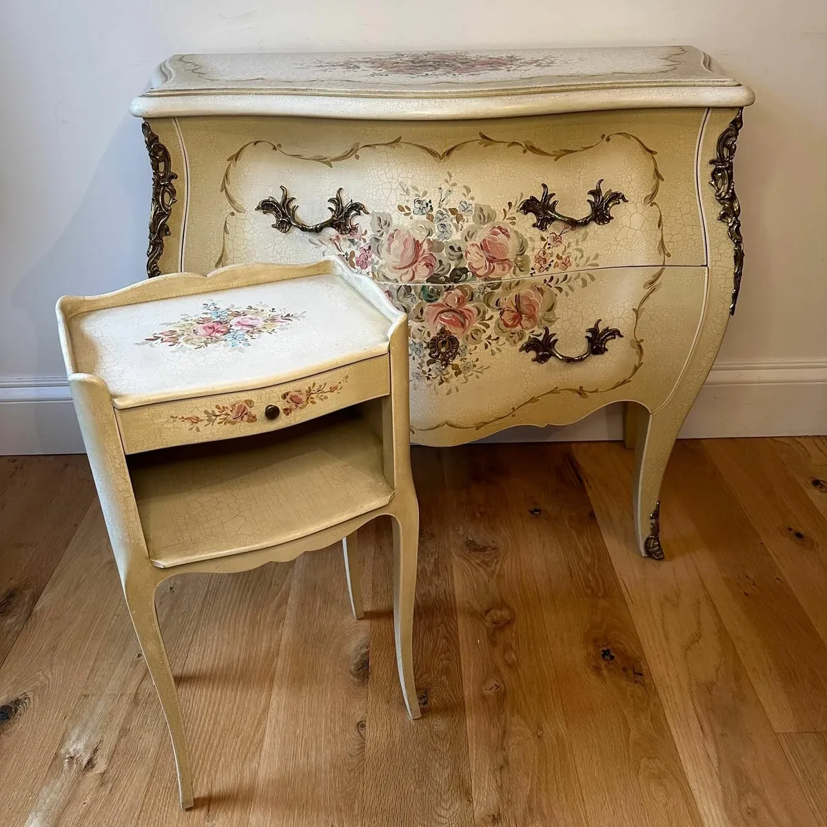 Vintage French Painted Chest of Drawers and Locker - Image 1