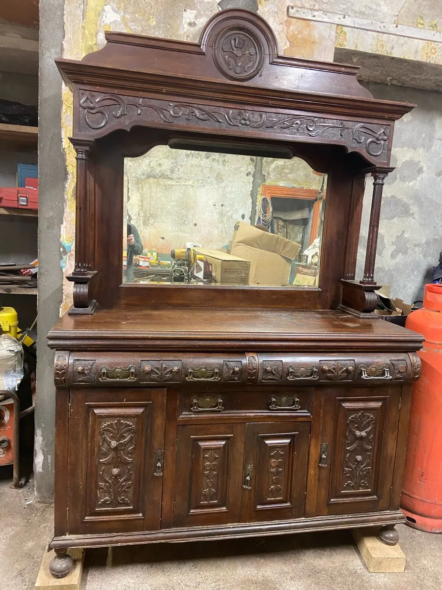 Antique Sideboard with Mirror - Image 1