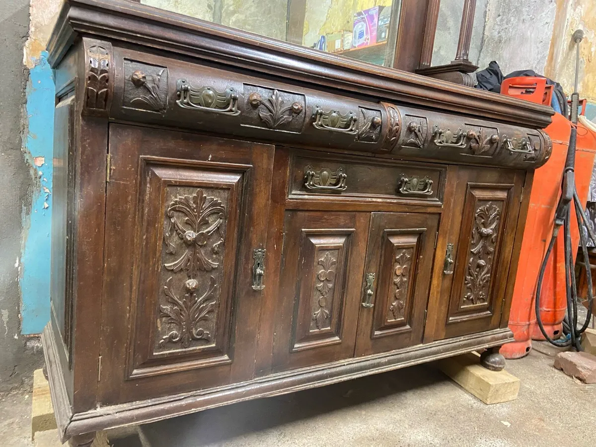 Antique Sideboard with Mirror - Image 2