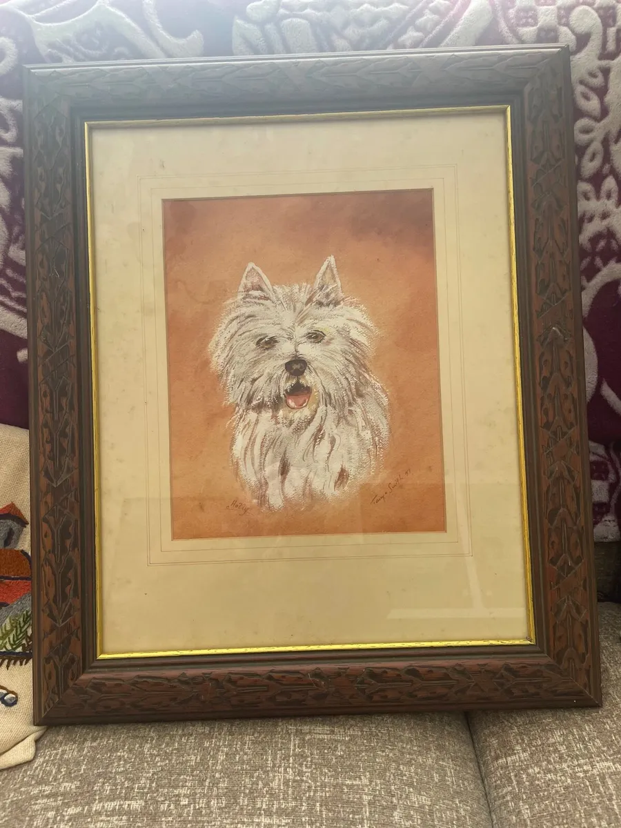 LITHOGRAPh PAINTING OF CAIRN TERRIER
