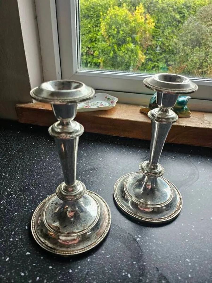 Silver Plated Candlesticks - Image 1