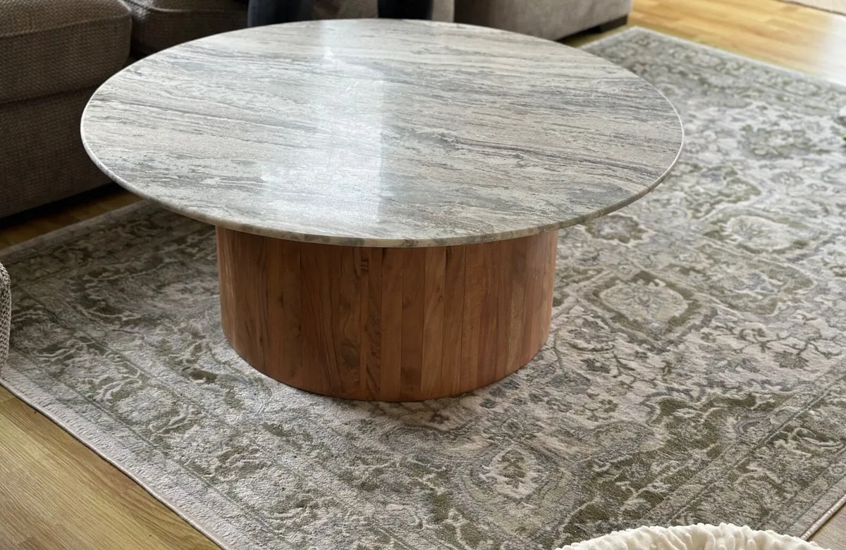 Marble and Acacia Coffee table - Image 3