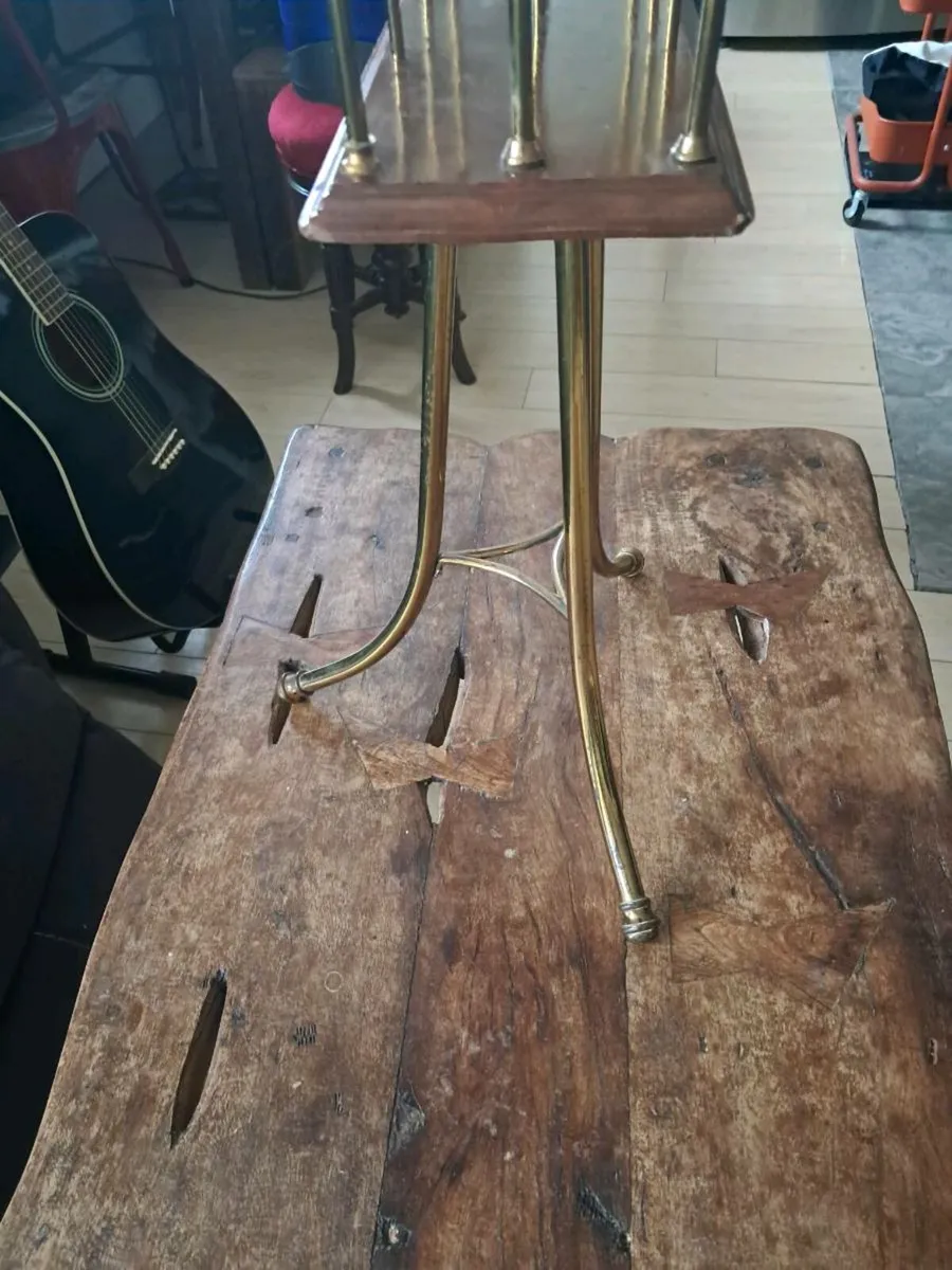 Beautiful 19th Century Oak & Brass Magazine rack - Image 4