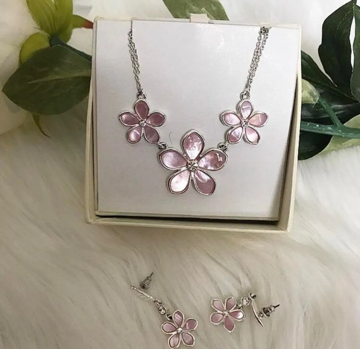 Silver Necklace & Earrings - Image 1