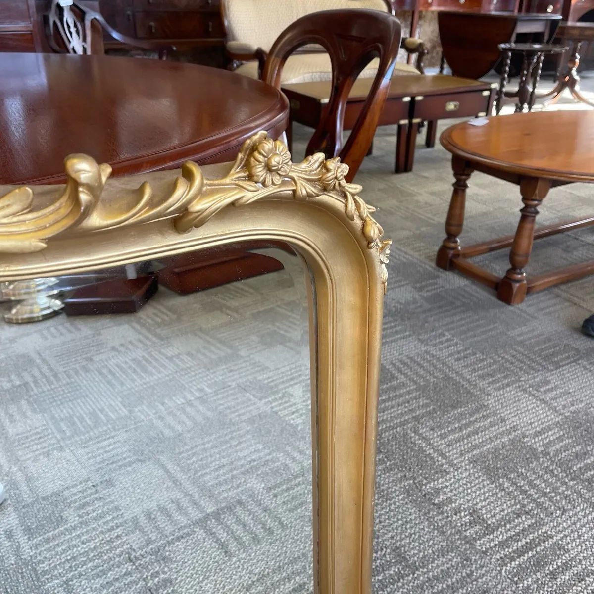 Beautiful ornate gilt mantle arch wall mirror with - Image 4