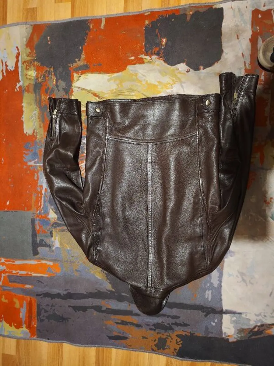 Massimo Dutti brown calfskin leather jacket - Image 2