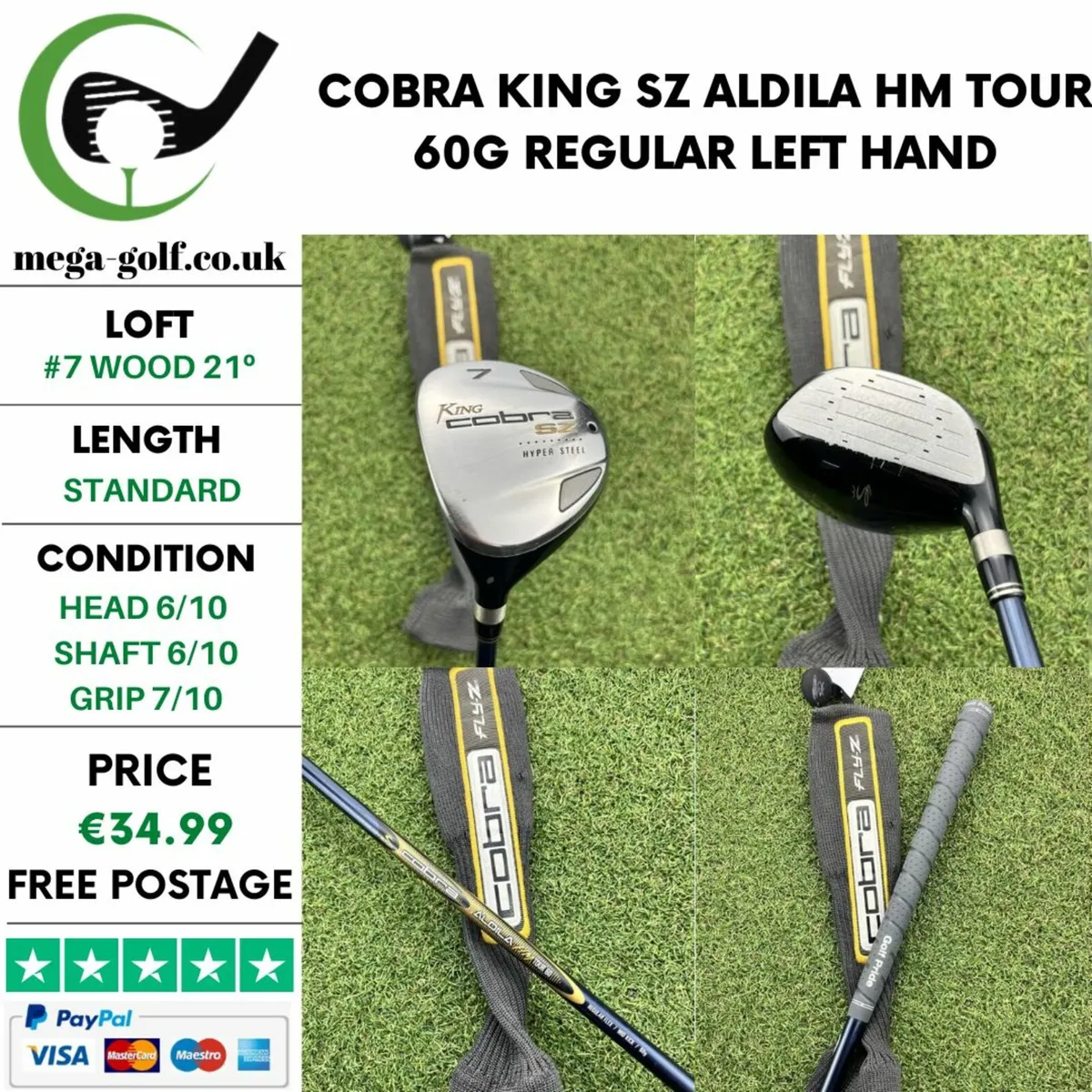 Left-Handed King Cobra SZ 6 Iron Regular Steel Shaft Golden Bear Grip Left-Handed King Cobra SZ 6 Iron Regular Steel Shaft Golden Bear Grip