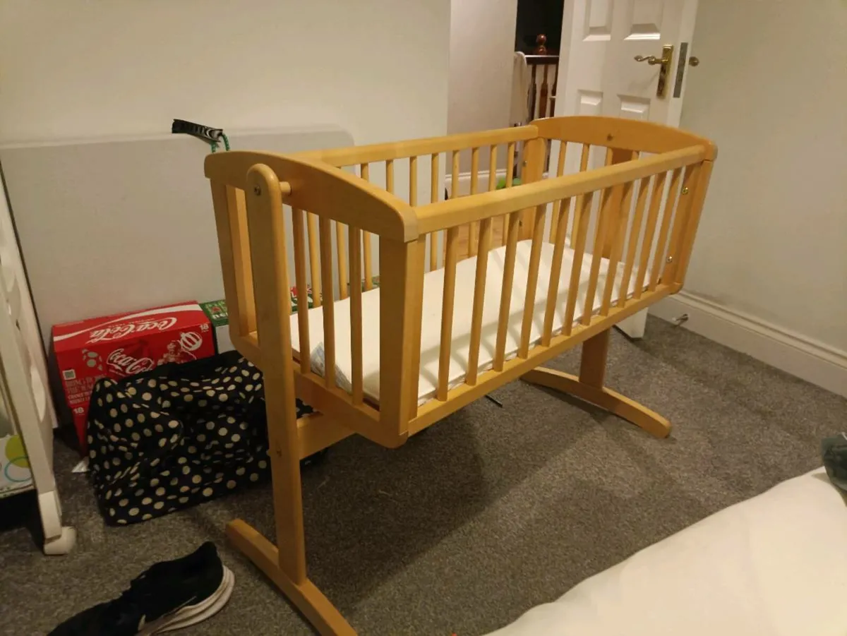 Swing Wooden Baby Crib - Image 1