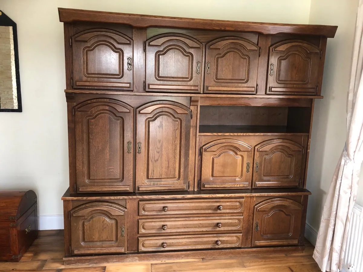 Large Solid Oak Cabinet with built in spotlights. - Image 1