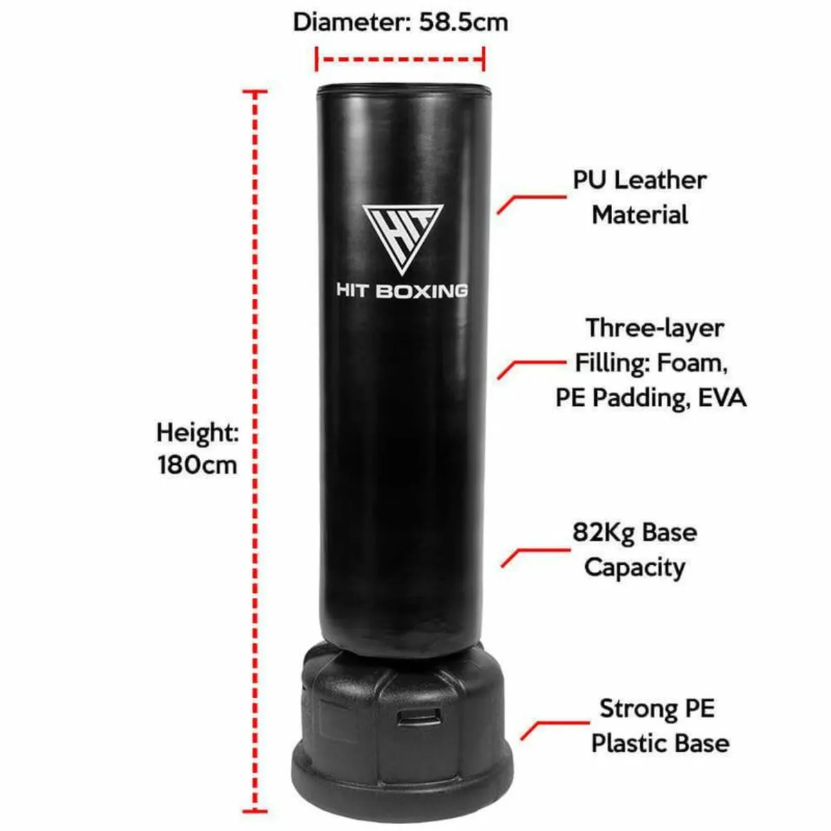Hit Boxing Pro - Free Standing Full Punch Bag 5.9f - Image 2