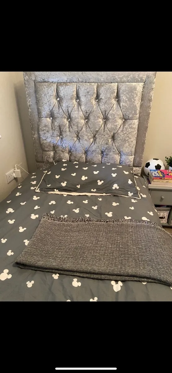 Luxury  Grey Crushed Velvet Single Bed - Image 2