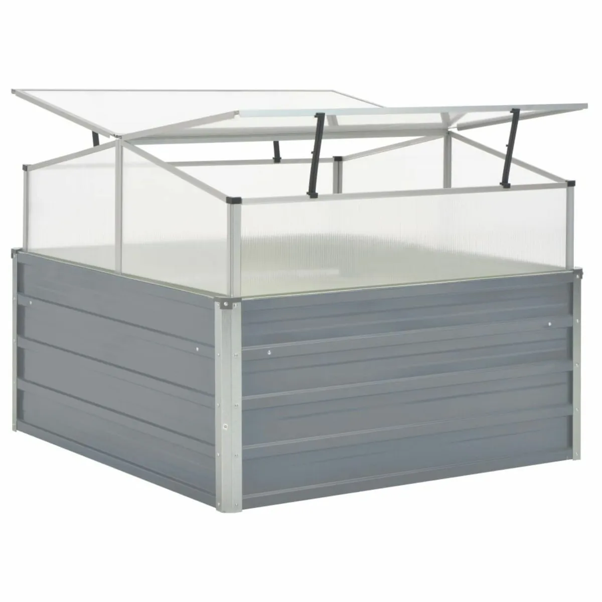 Greenhouse 100x100x85 cm Galvanised Steel Grey - Image 2