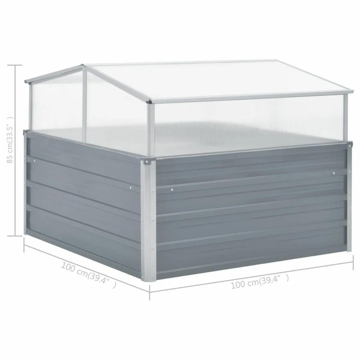Greenhouse 100x100x85 cm Galvanised Steel Grey - Image 4