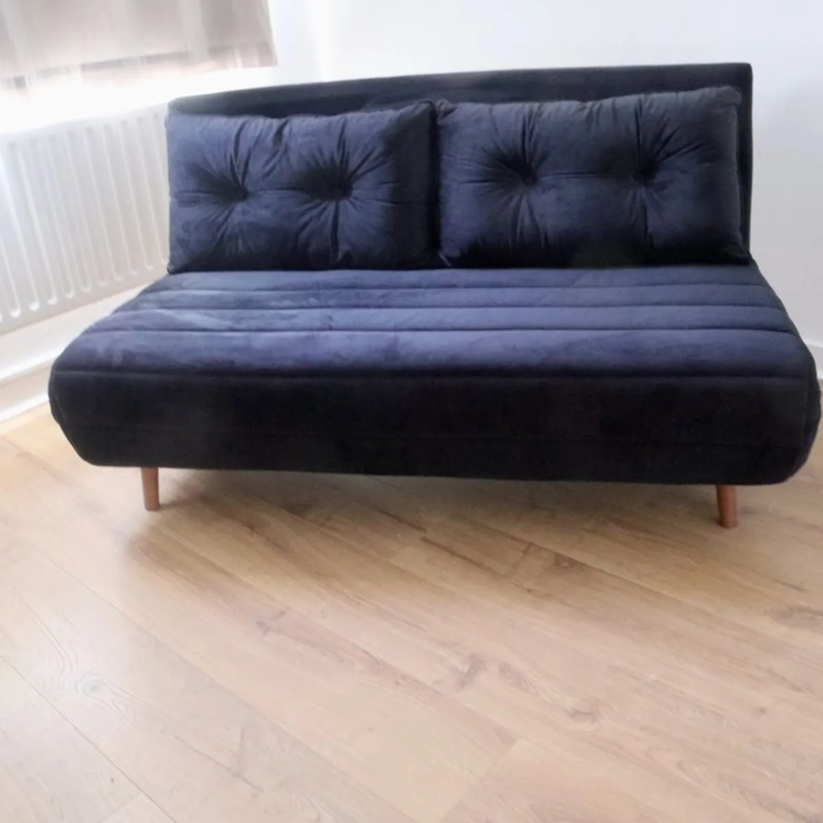 Double Sofa Bed | Black Velvet - Image 3