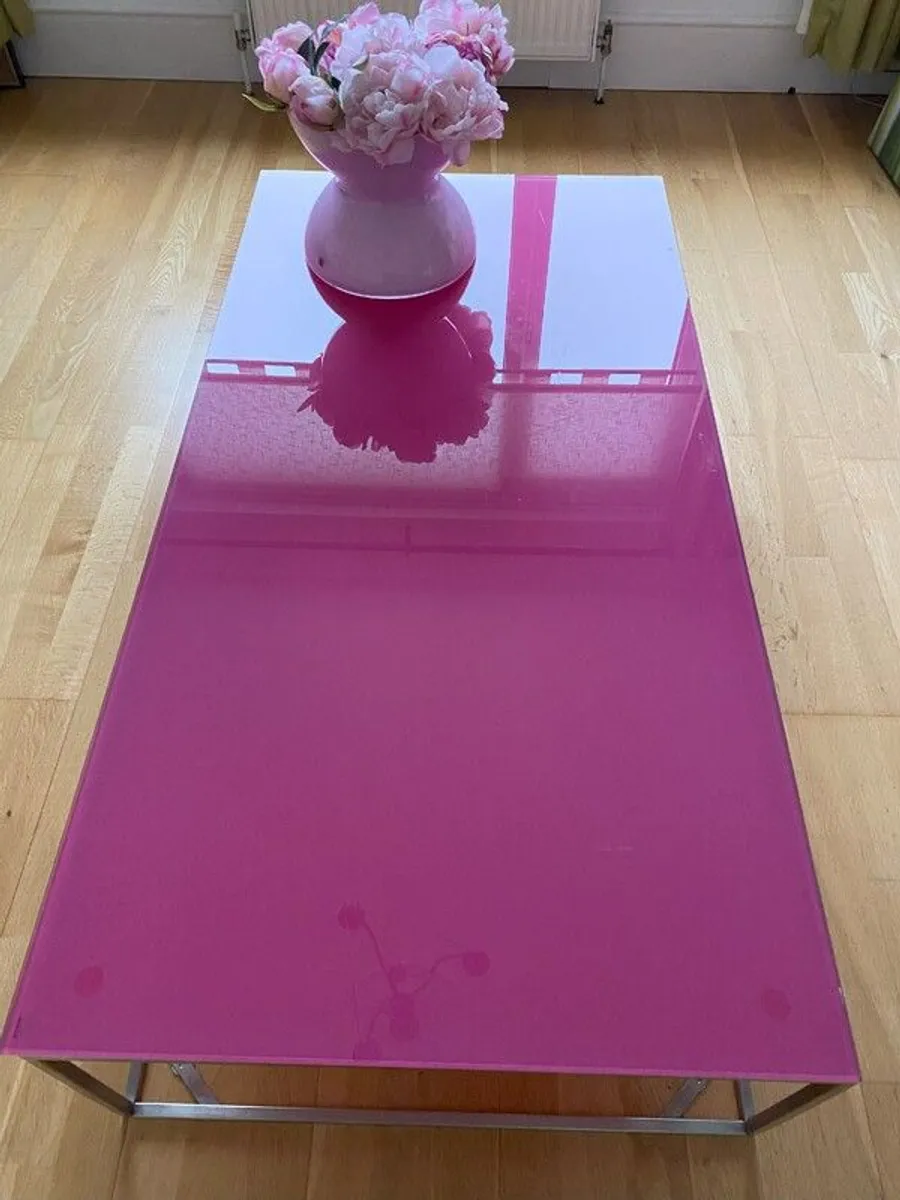 Pink Glass Coffee table beautiful - Image 1