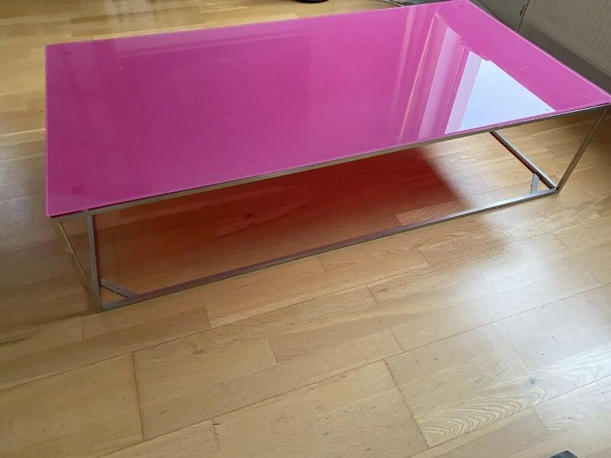 Pink Glass Coffee table beautiful - Image 2