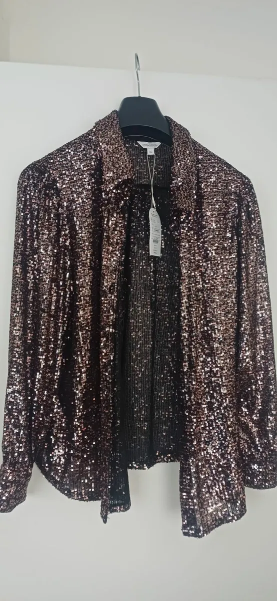 Ladies Bronze and Black Sequin Shirt from Monsoon - Image 2