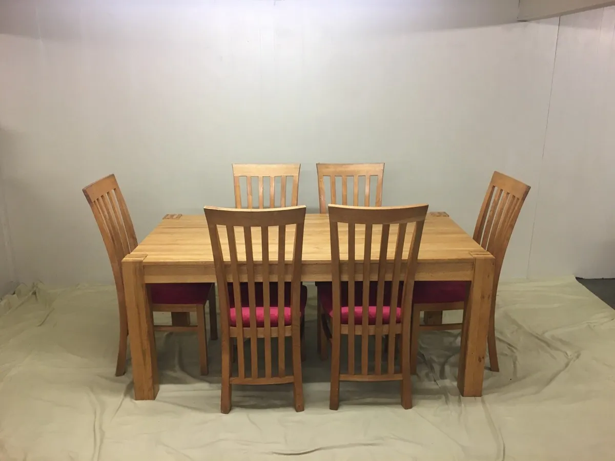 Solid Oak Kitchen Table & Chairs - Image 1