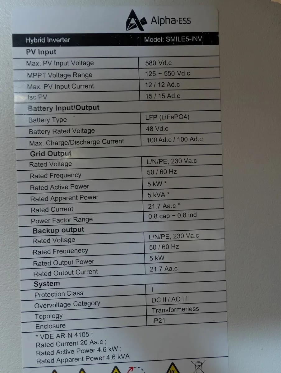 Alpha ESS Smile 5 5.0kW Hybrid Solar Inverter - Image 2