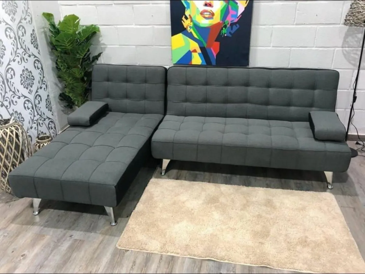 Dark Grey Corner Sofa Bed with Chaise Longue - Image 2