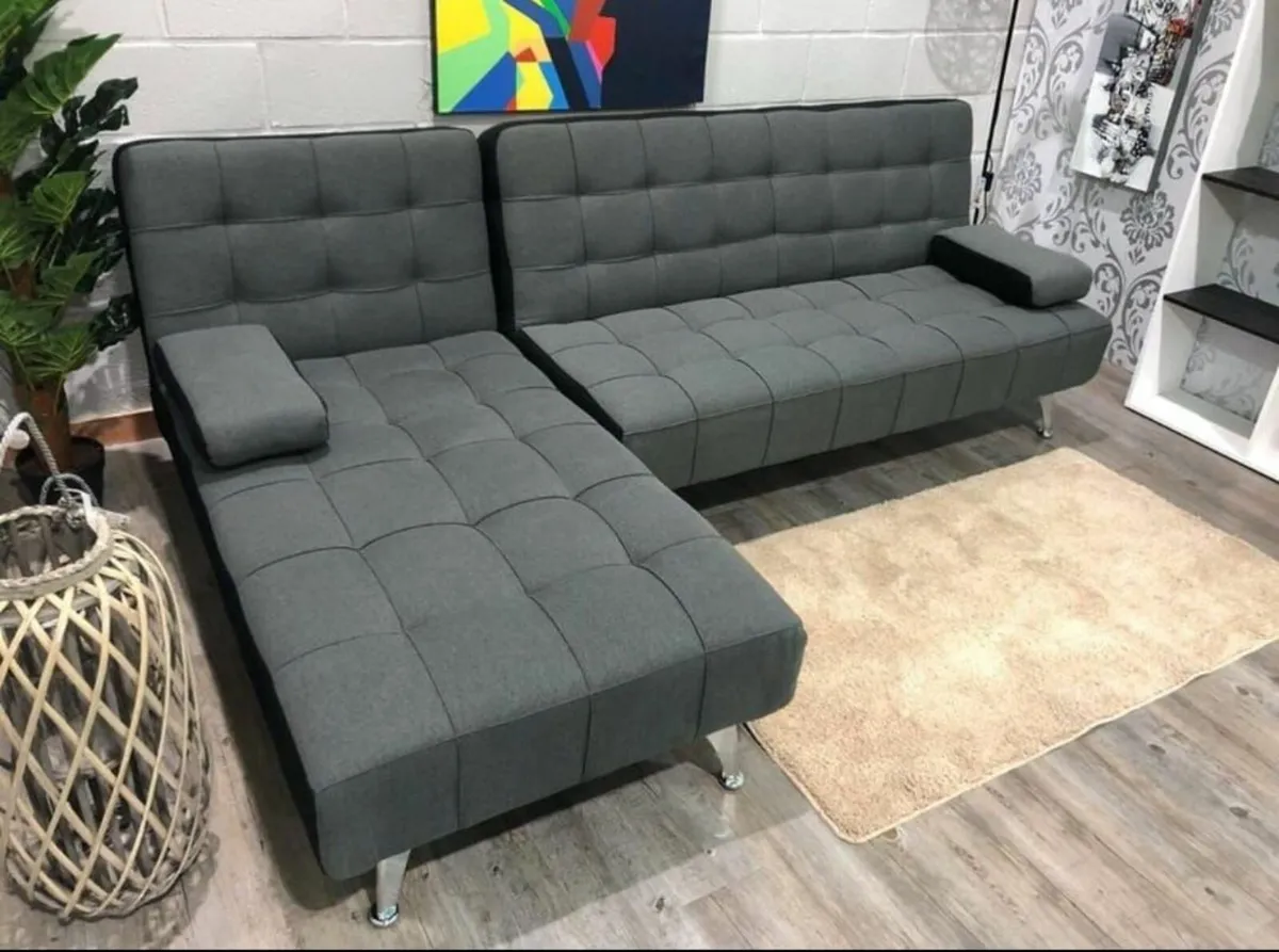 Dark Grey Corner Sofa Bed with Chaise Longue - Image 3
