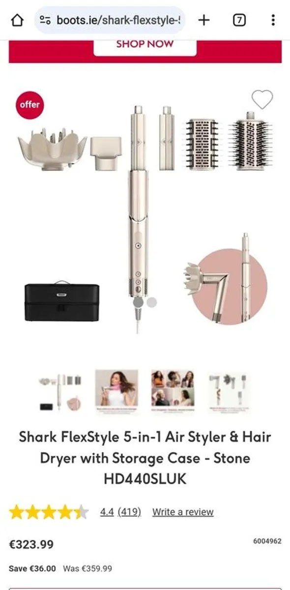 SHARK HD440SLUK FlexStyle 5-in-1 Air Styler & Hair Dryer with Storage Case - Stone - Image 1