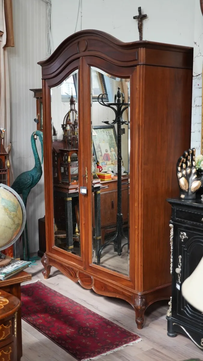 📌Antique Solid Oak French Armoire with Mirrored - Image 1