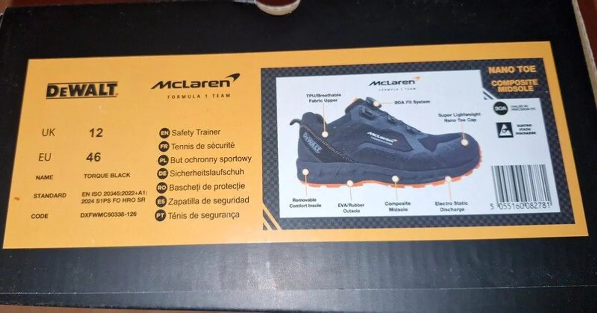 Dewalt McLaren Safety Trainers. 12UK 46EU - Image 4