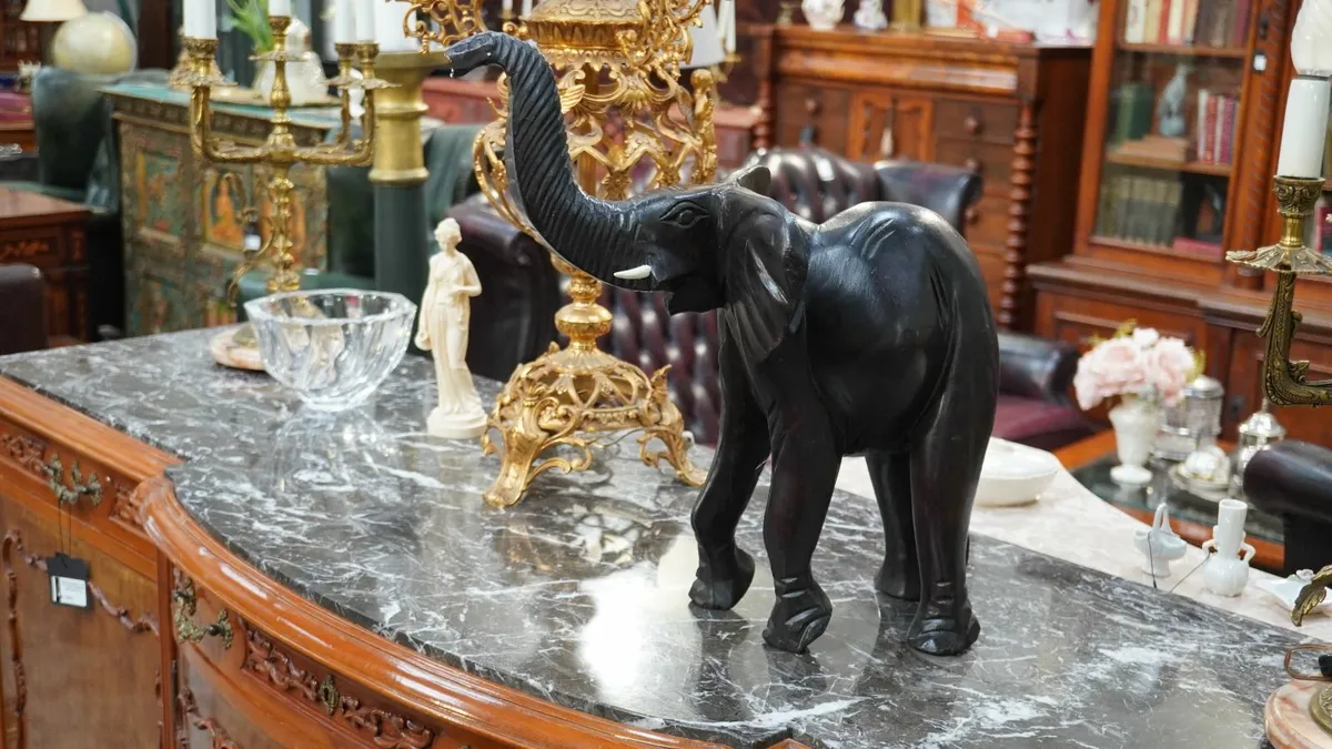 Heavy Wooden Elephant Sculpture - Image 3