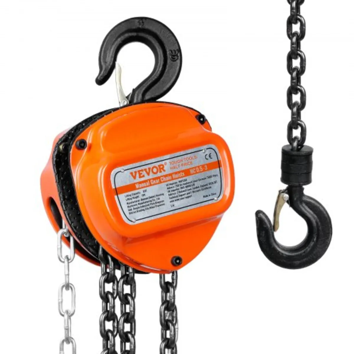 Manual Chain Hoist, 1/2 Ton 1100 lbs Capacity 10 F