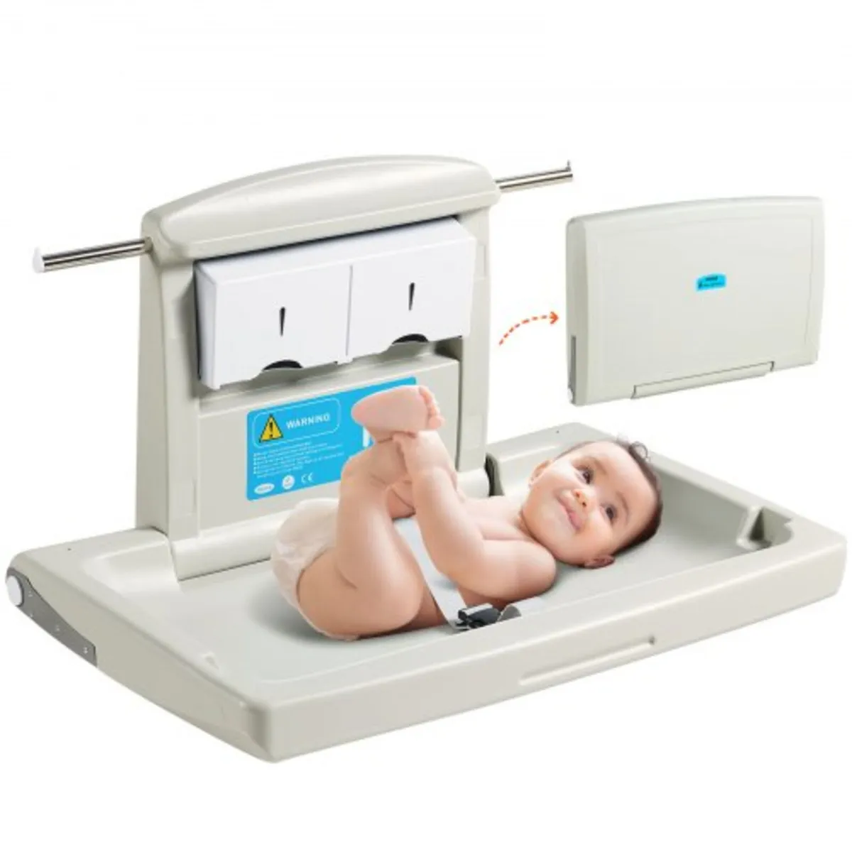 Wall-Mounted Baby Changing Station, Horizontal Fol