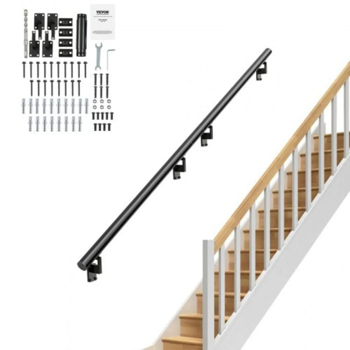 Handrail Stair Railing, 7 ft, Wall Mount Handrails