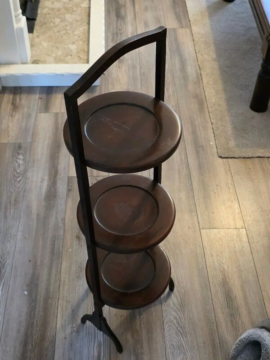 Mahogany 3 Tier Folding Display Stand - Image 1