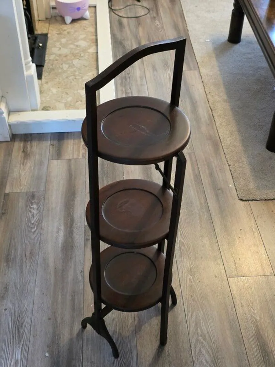 Mahogany 3 Tier Folding Display Stand - Image 2