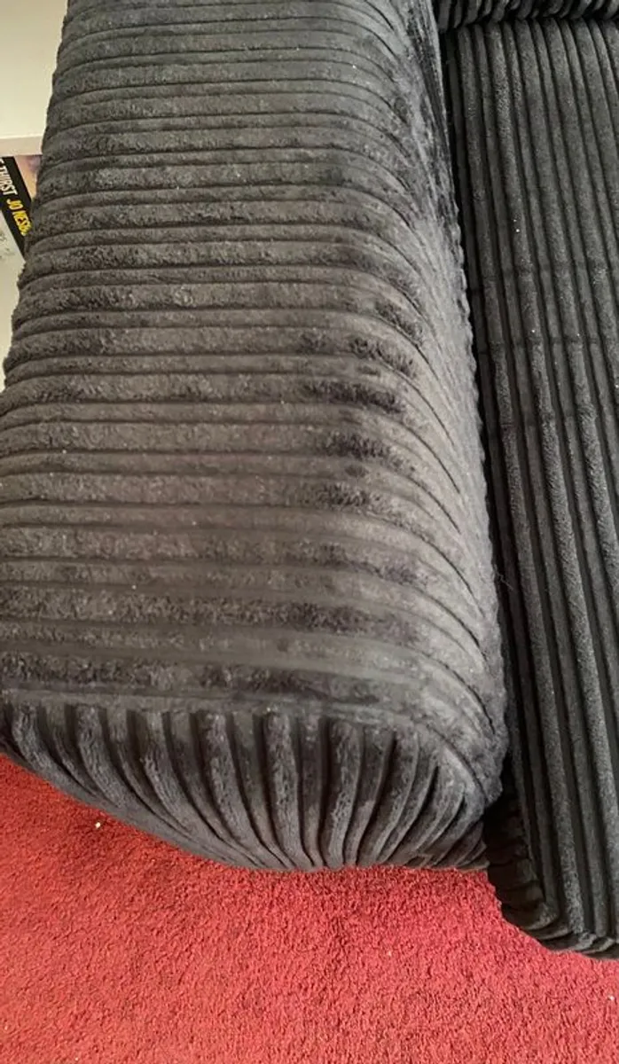Very Good Condition.Large Black Suede/Velevet couch with left chaise - Image 4