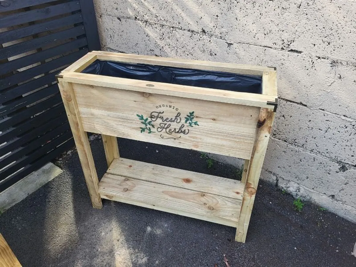 Rustic Herb Planter Raised Planter Flower Planter Raised Vegetable Planter - Image 1