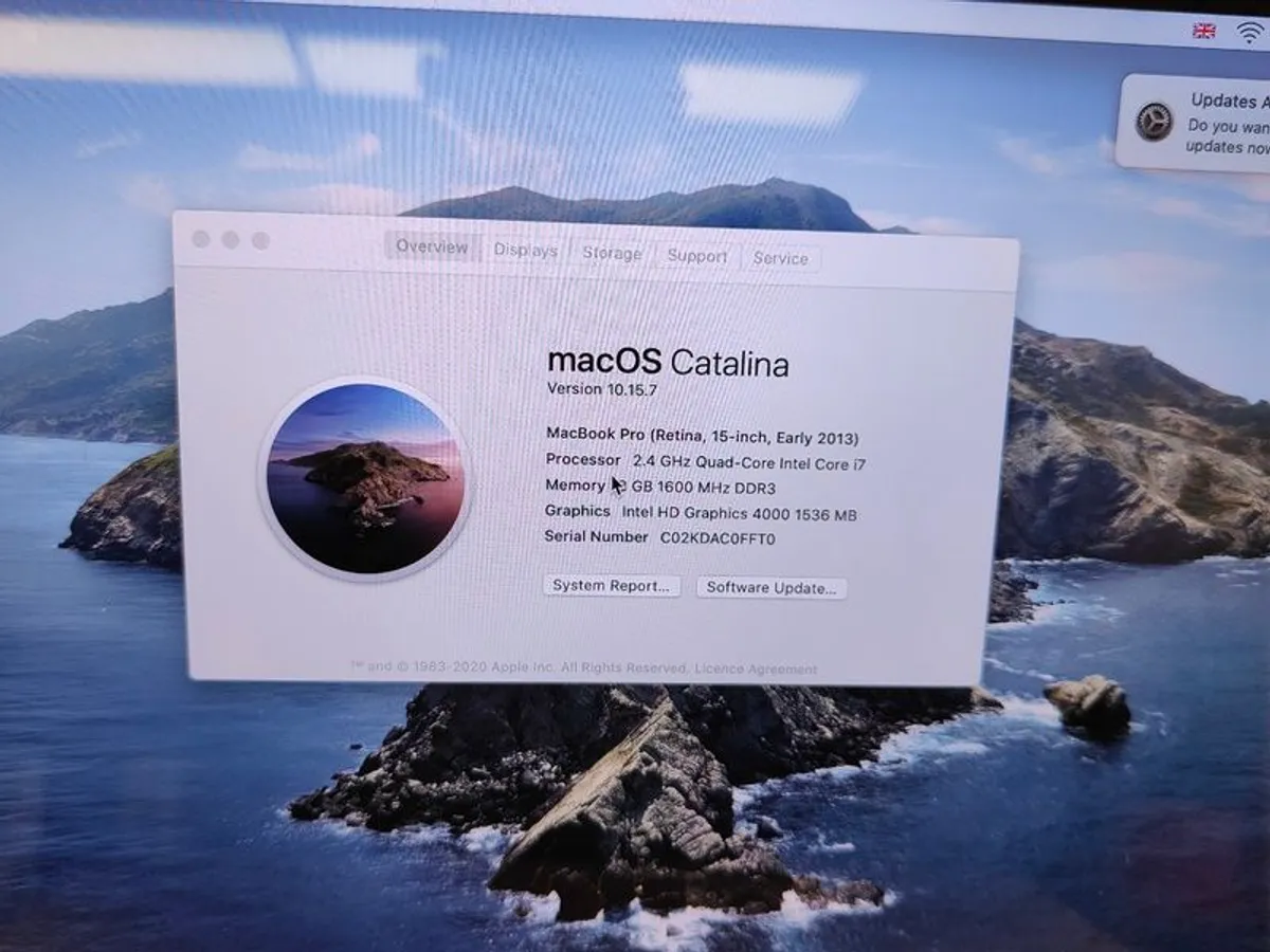 MacBook Pro Retina A1398 15-inch (2013) - Core i7 2.4 GHz- 8GB RAM 128GB SSD HD Graphics 4000 (Battery Cycle: 107) - Image 3
