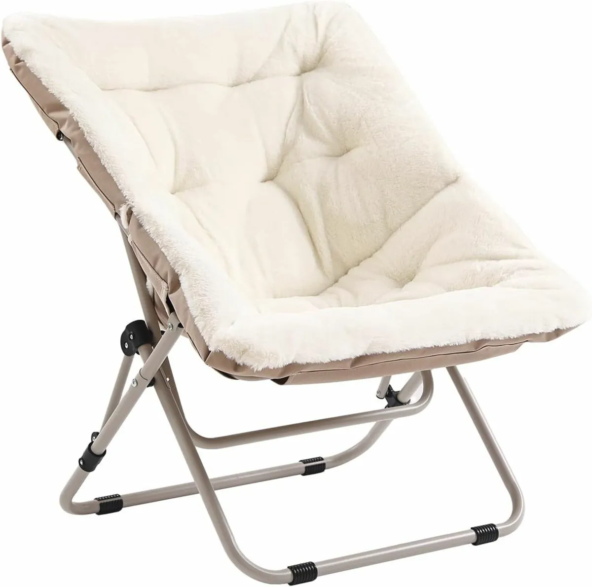 Comfy Living Room Chair Foldable Fur Chair Beige - Image 1