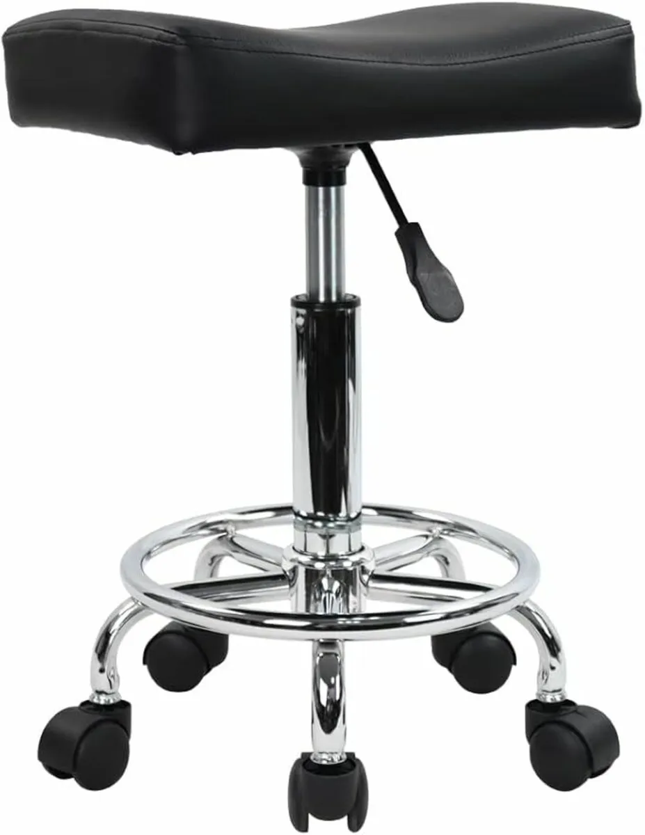 Square Rolling Stool 28D x 36.5W x 61.3H Black - Image 1