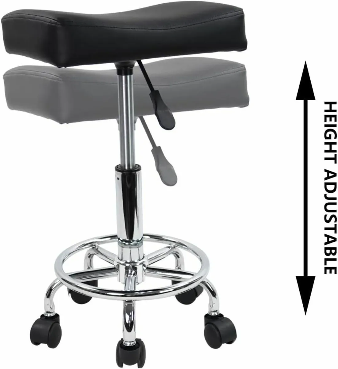 Square Rolling Stool 28D x 36.5W x 61.3H Black - Image 3