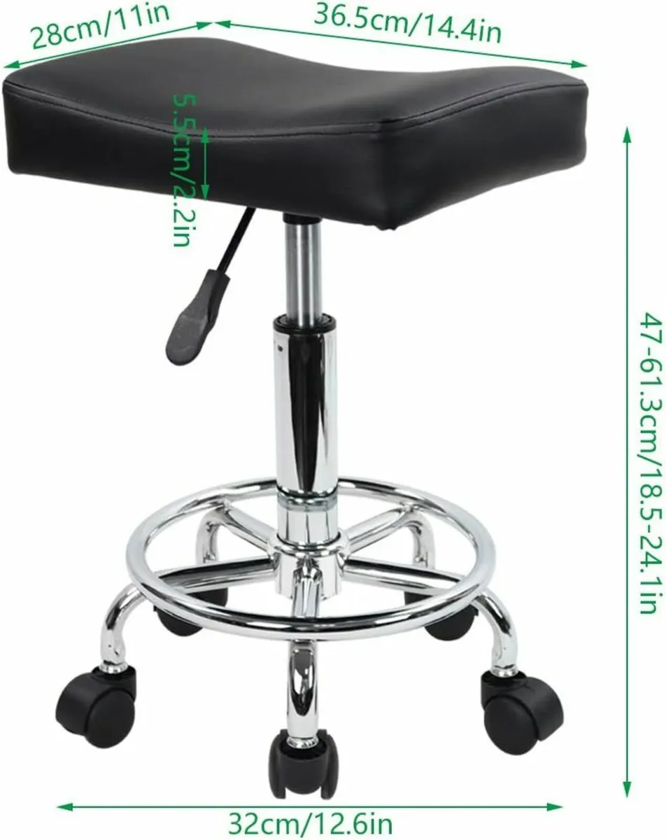 Square Rolling Stool 28D x 36.5W x 61.3H Black - Image 4