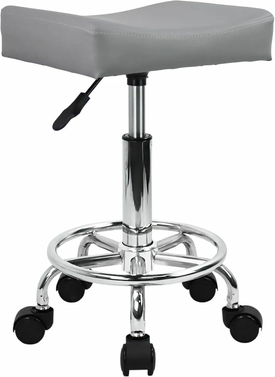 Square Rolling Stool Grey 28D x 36.5W x 61.3H - Image 1