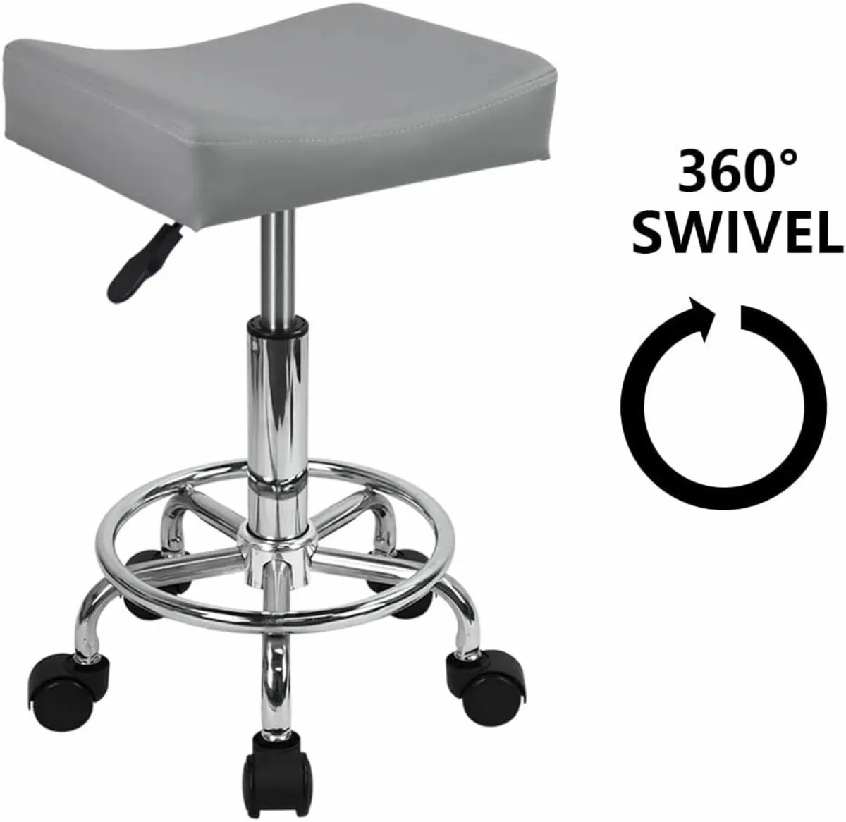 Square Rolling Stool Grey 28D x 36.5W x 61.3H - Image 2