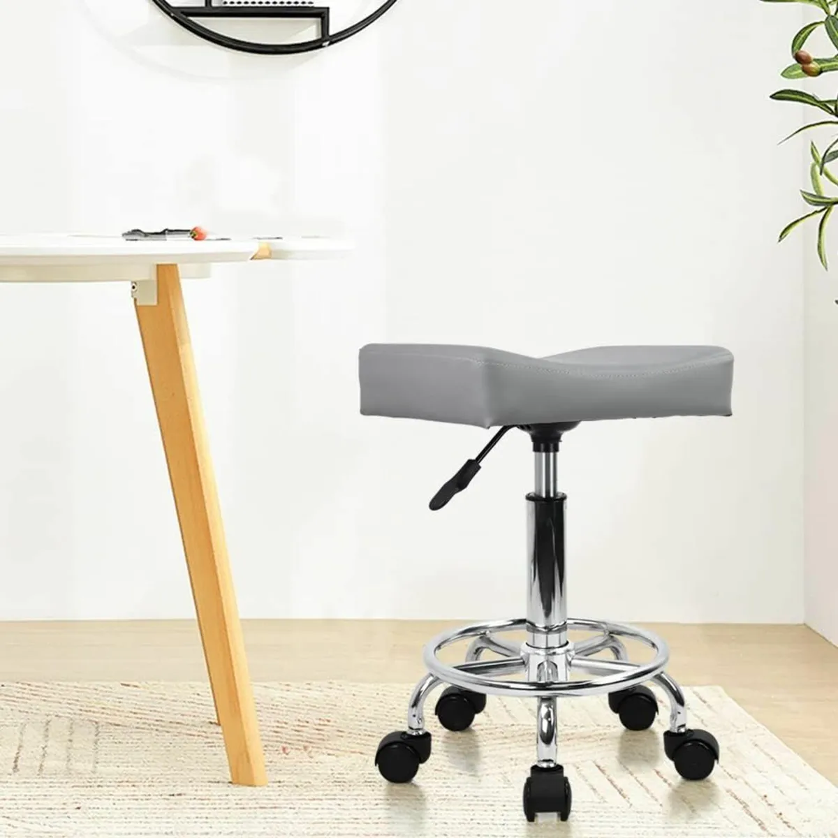 Square Rolling Stool Grey 28D x 36.5W x 61.3H - Image 3