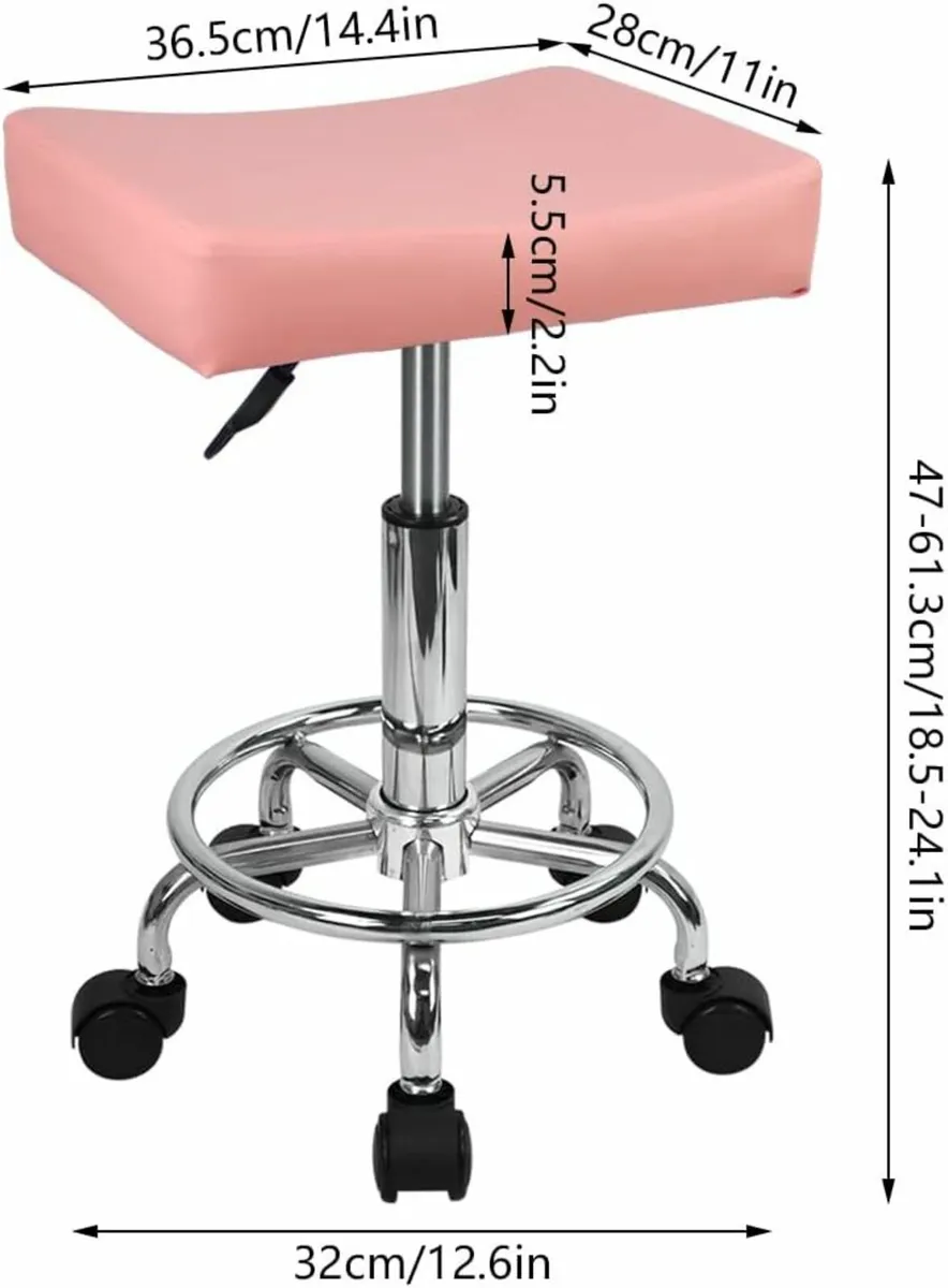 Square Rolling Stool Pink 38D x 19W x 33H - Image 2