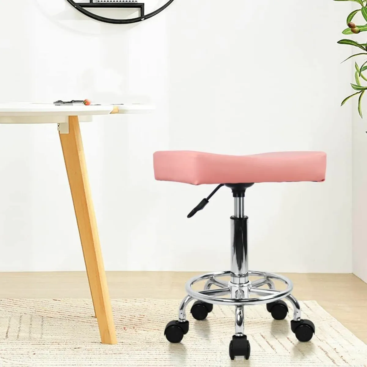 Square Rolling Stool Pink 38D x 19W x 33H - Image 3