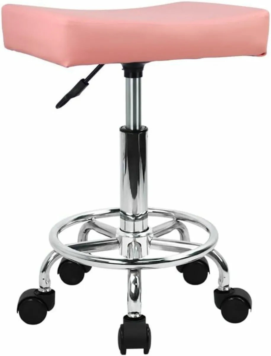 Square Rolling Stool Pink 38D x 19W x 33H - Image 4
